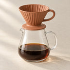 Terracotta dripper and glass coffee server set