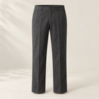Charcoal straight-leg trousers, front view
