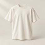 Relaxed ivory cotton T-shirt, front view