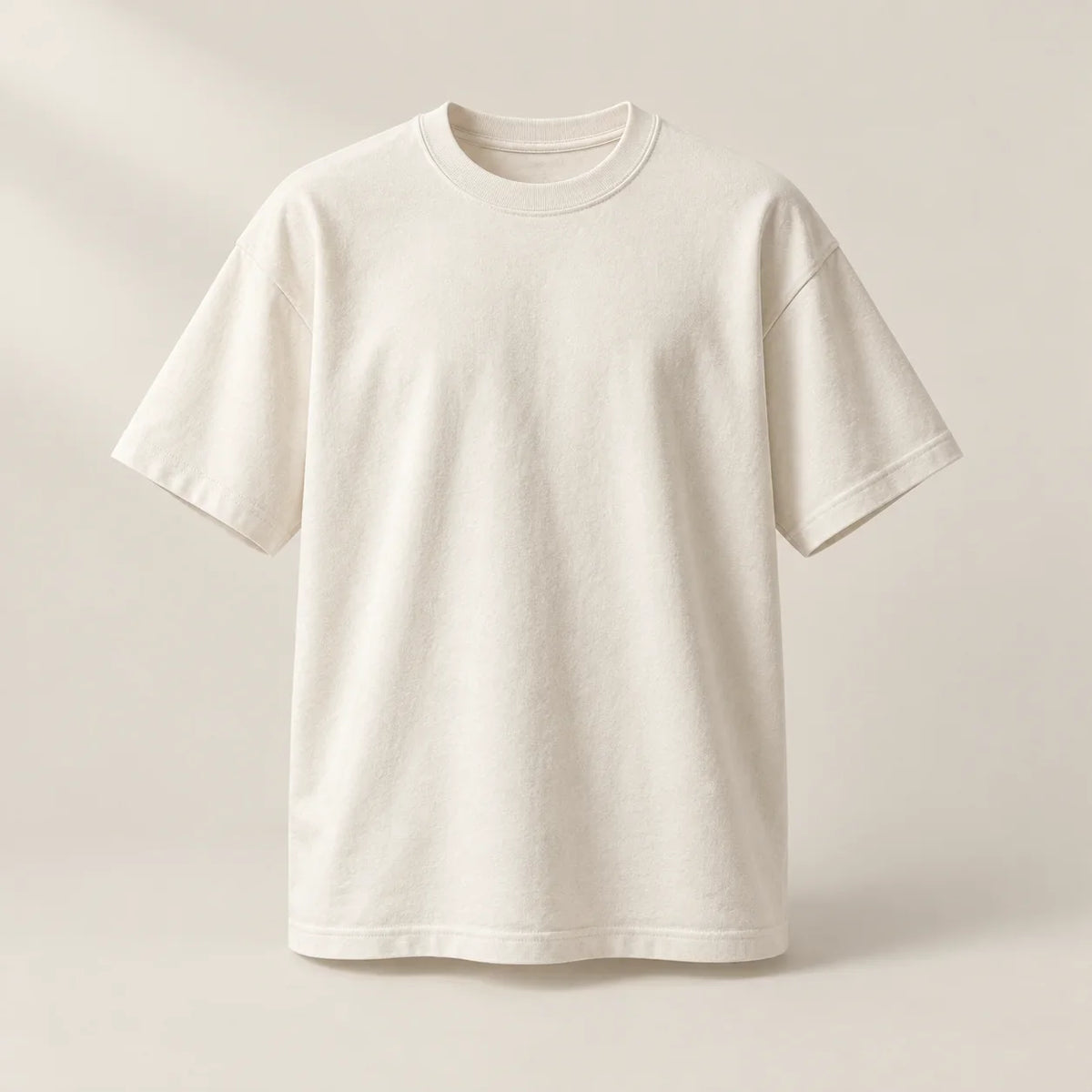 Relaxed ivory cotton T-shirt, front view